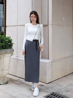 Double Belt Chiffon Maxi Skirt