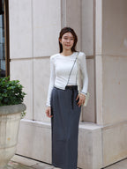 Double Belt Chiffon Maxi Skirt