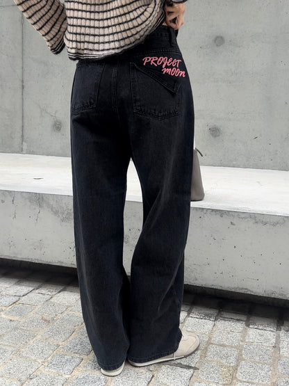 Pink Words Denim Jeans