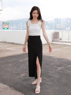Zip Cut Maxi Skirt