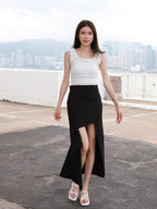 Zip Cut Maxi Skirt