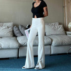Cotton Slit Flare Pants