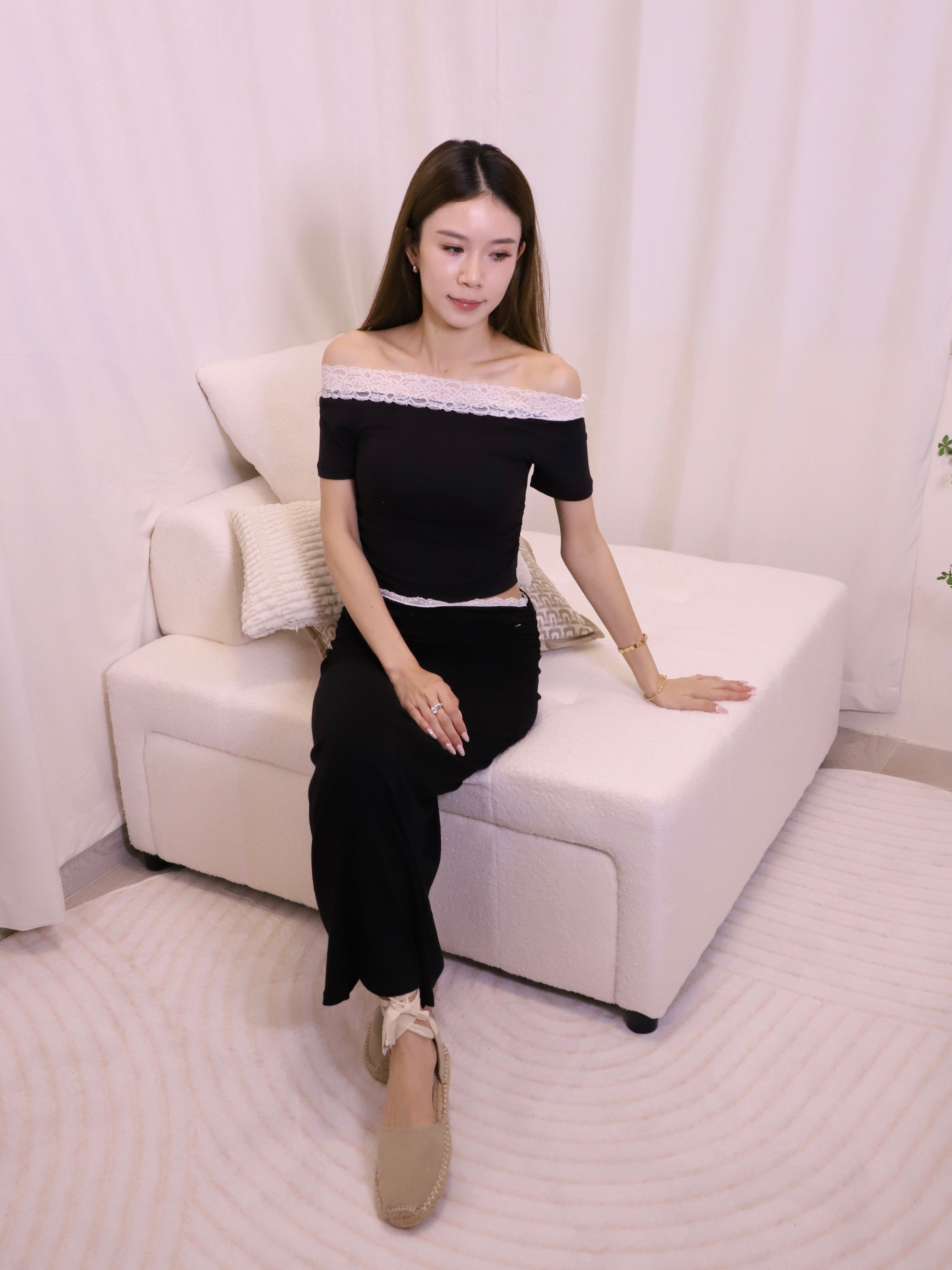 Lace Cotton Short T Top