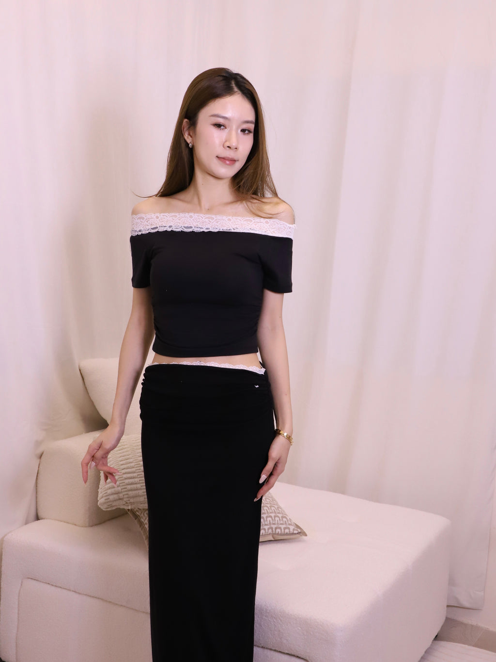 Lace Cotton Short T Top