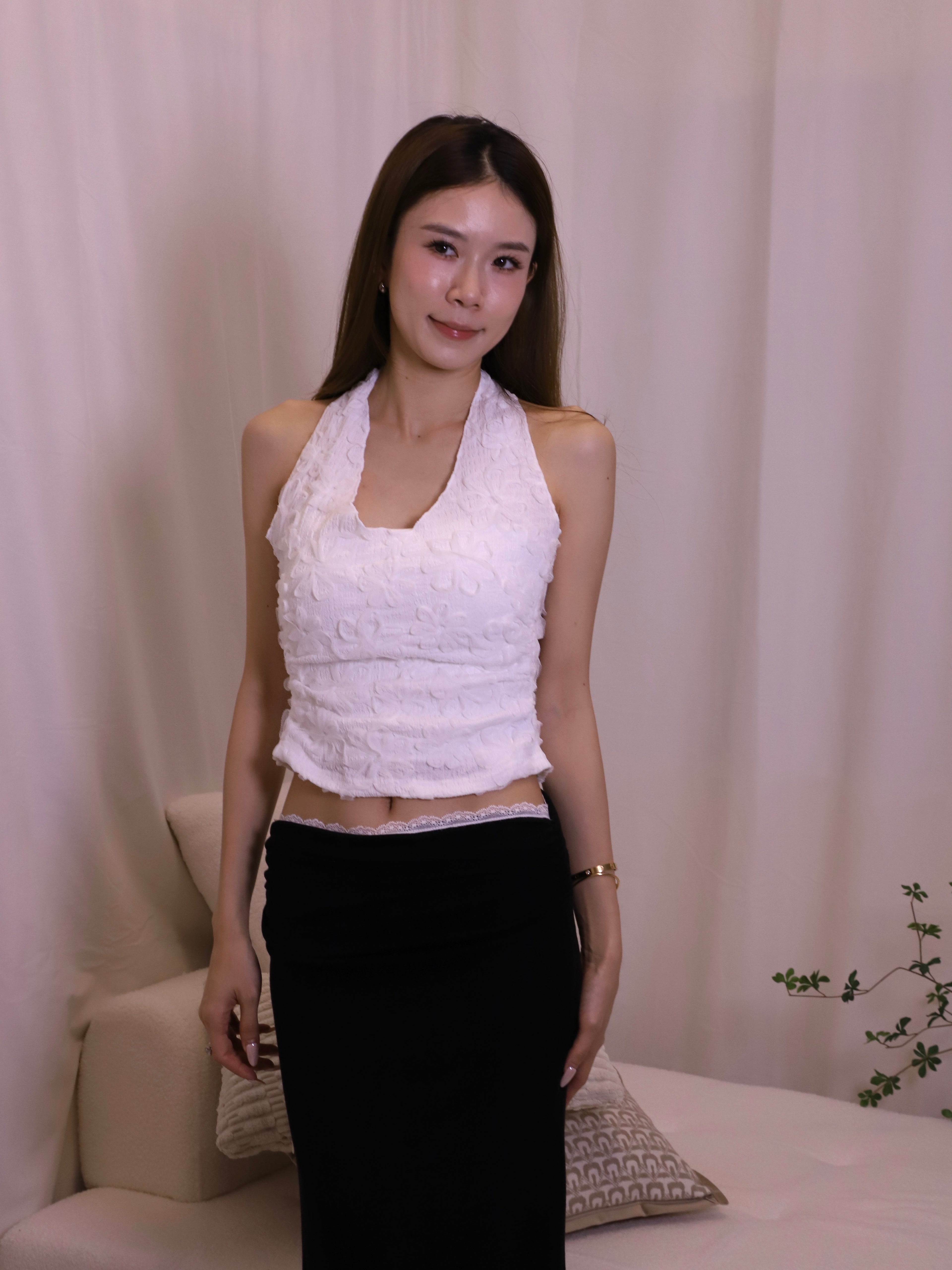 Flower Print Cross Neck Tank Top
