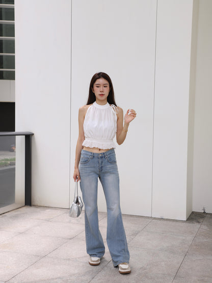 Lace Shirt Cropped Top