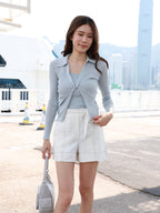Linen Outlined Shorts with Belt