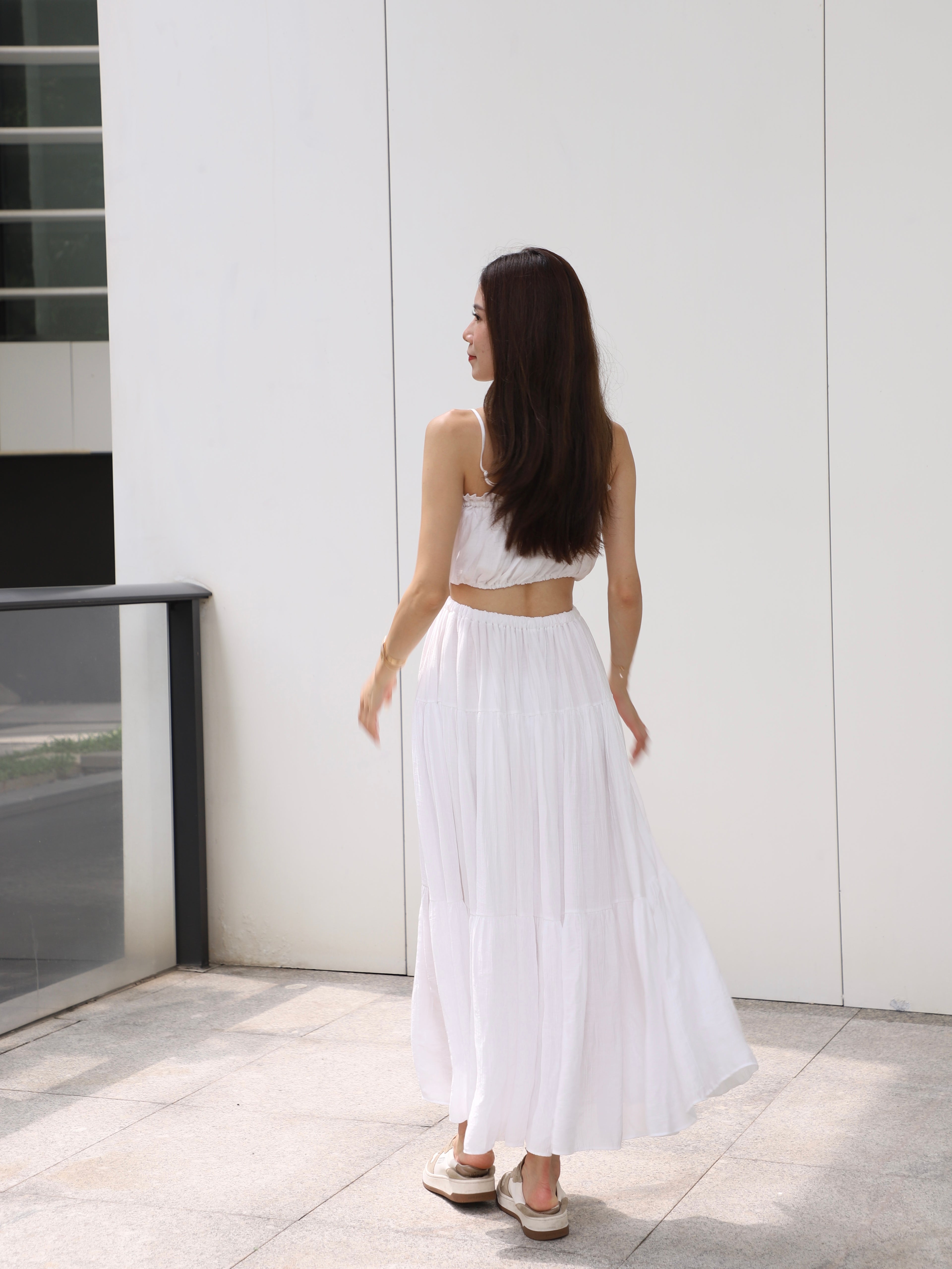 Show Back Chiffon Maxi Dress