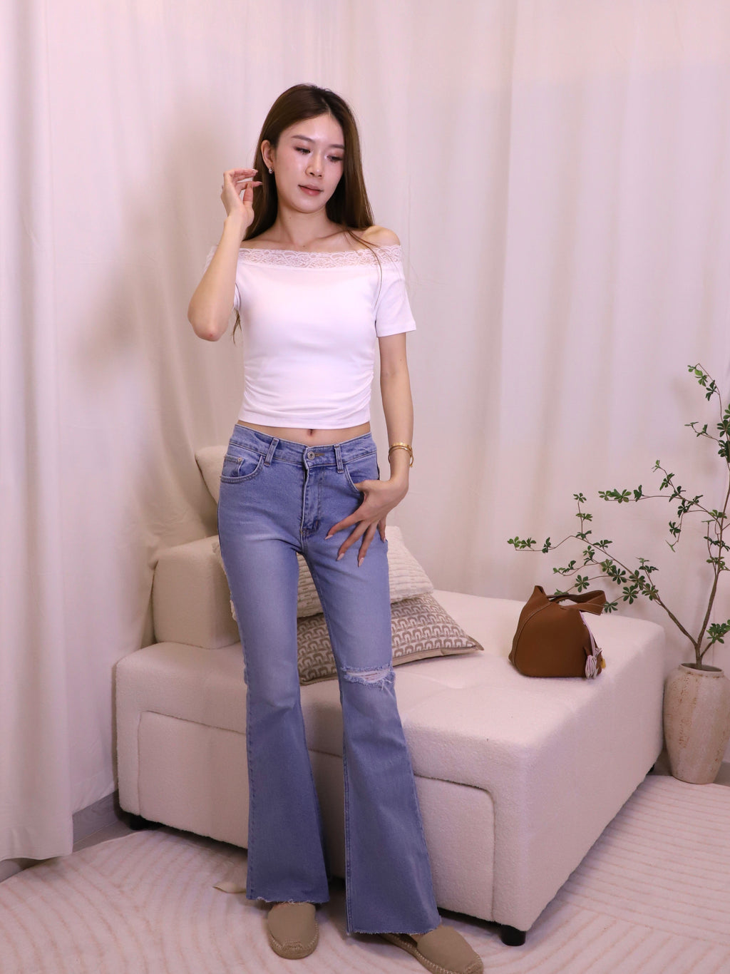Lace Cotton Short T Top