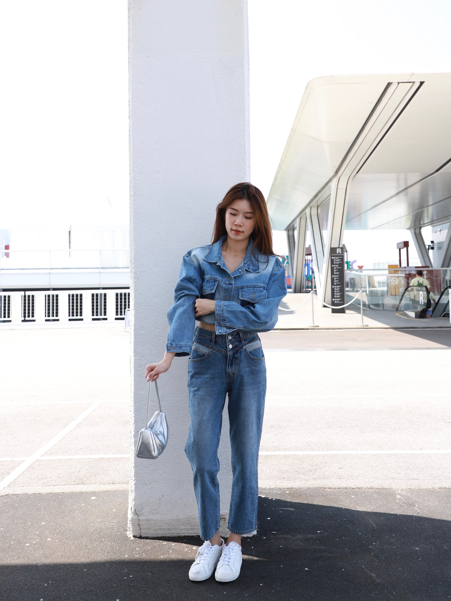 Cropped Mix Denim Jacket