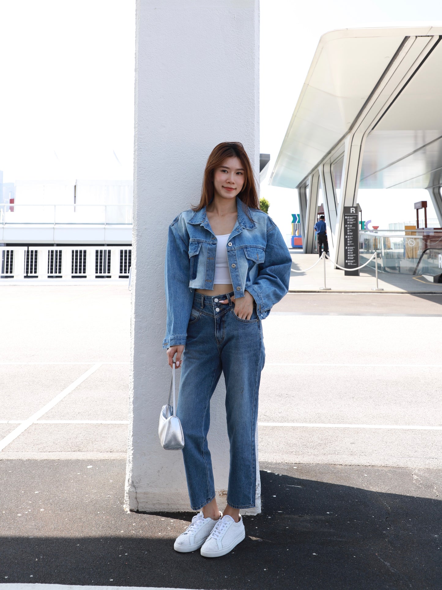 Cropped Mix Denim Jacket