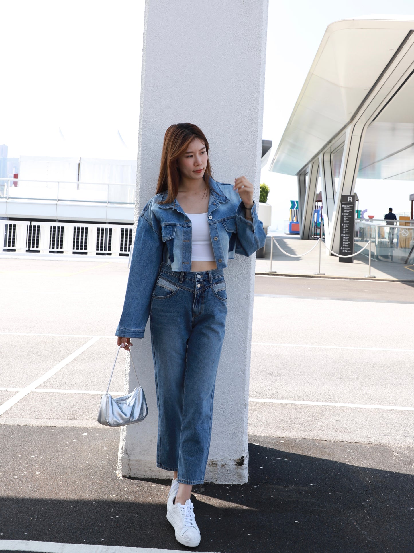 Cropped Mix Denim Jacket