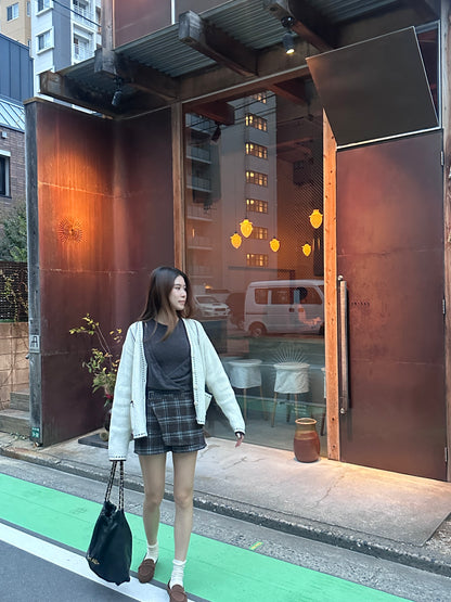 Checked Wool Skirt Shorts