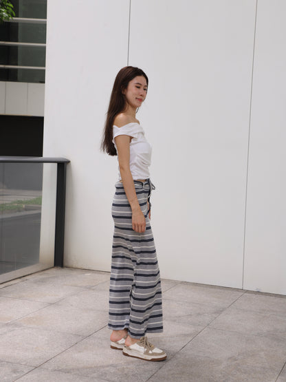 Striped Cotton Low Waist Skirt