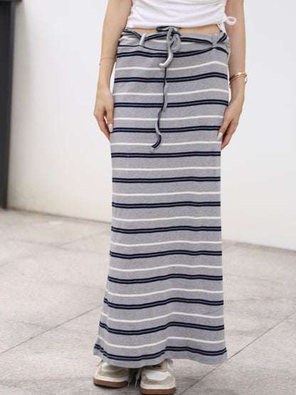 Striped Cotton Low Waist Skirt