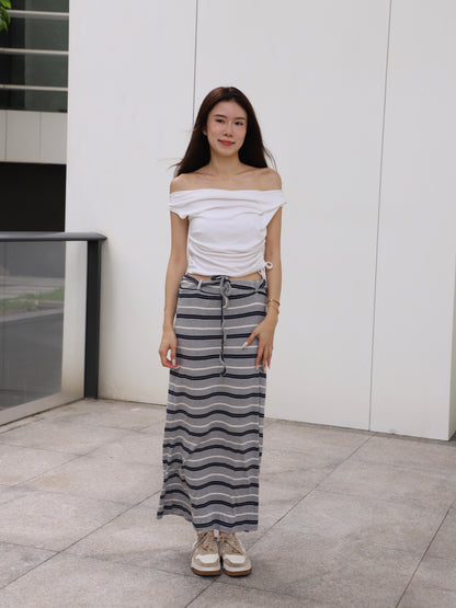 Striped Cotton Low Waist Skirt