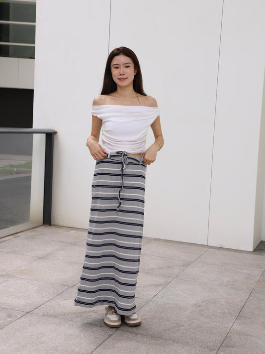 Striped Cotton Low Waist Skirt