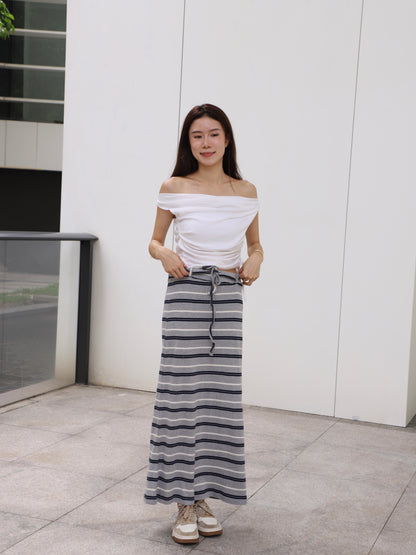 Striped Cotton Low Waist Skirt