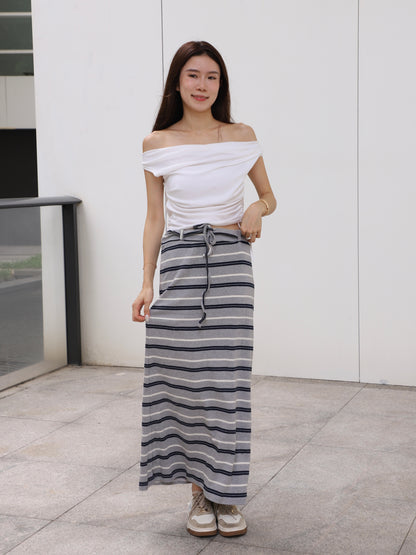 Striped Cotton Low Waist Skirt