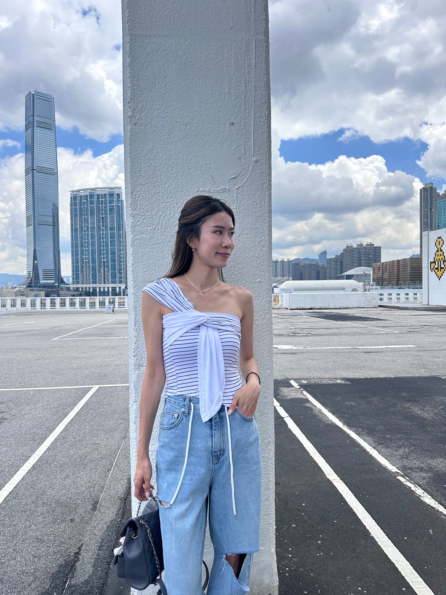 Striped Cross Ribbon Tank Top