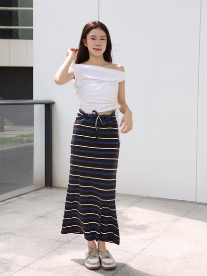 Striped Cotton Low Waist Skirt
