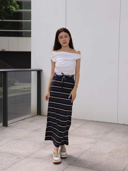 Striped Cotton Low Waist Skirt