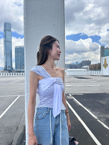 Striped Cross Ribbon Tank Top