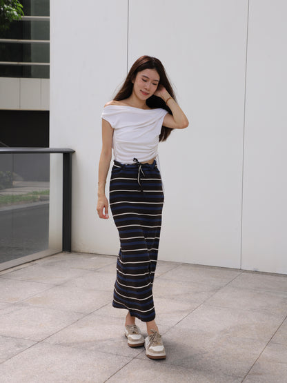 Striped Cotton Low Waist Skirt