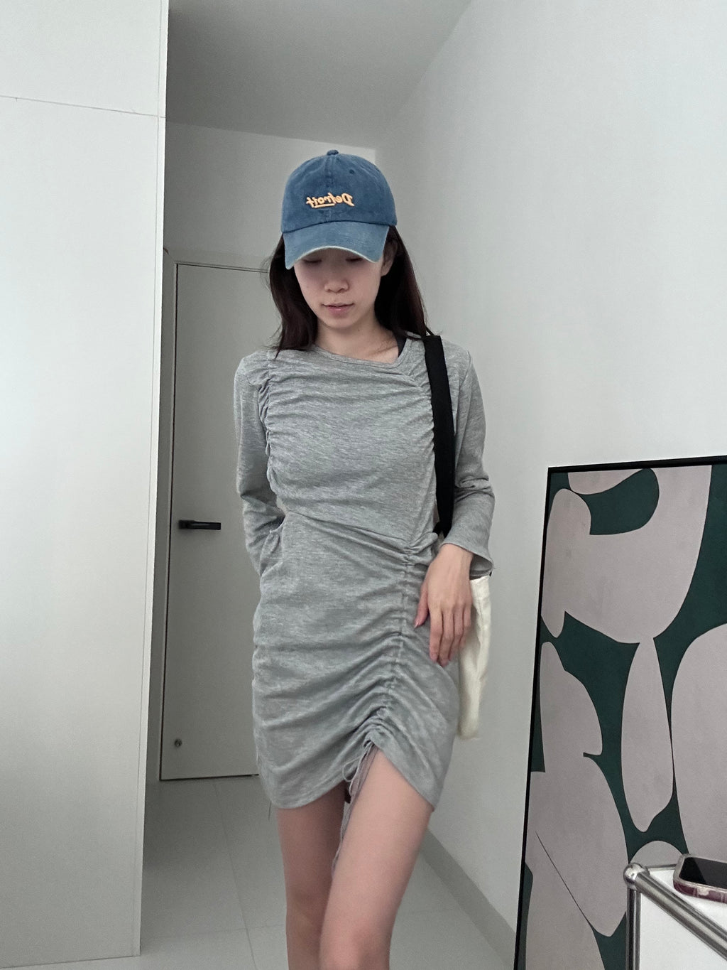 Side Hole Long Sleeves Mini Dress