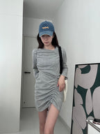 Side Hole Long Sleeves Mini Dress