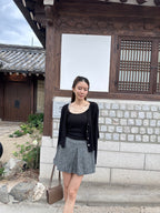 Towel Like Black Cardigan Set