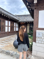 Towel Like Black Cardigan Set