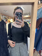 Towel Like Black Cardigan Set