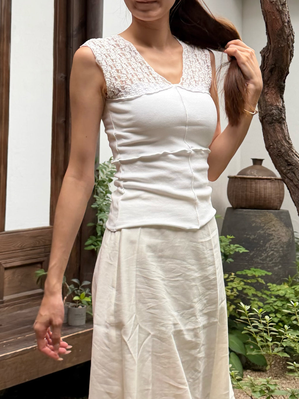 Lace Half Cotton Tank Top