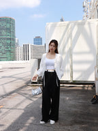 White Layered Chiffon Pants