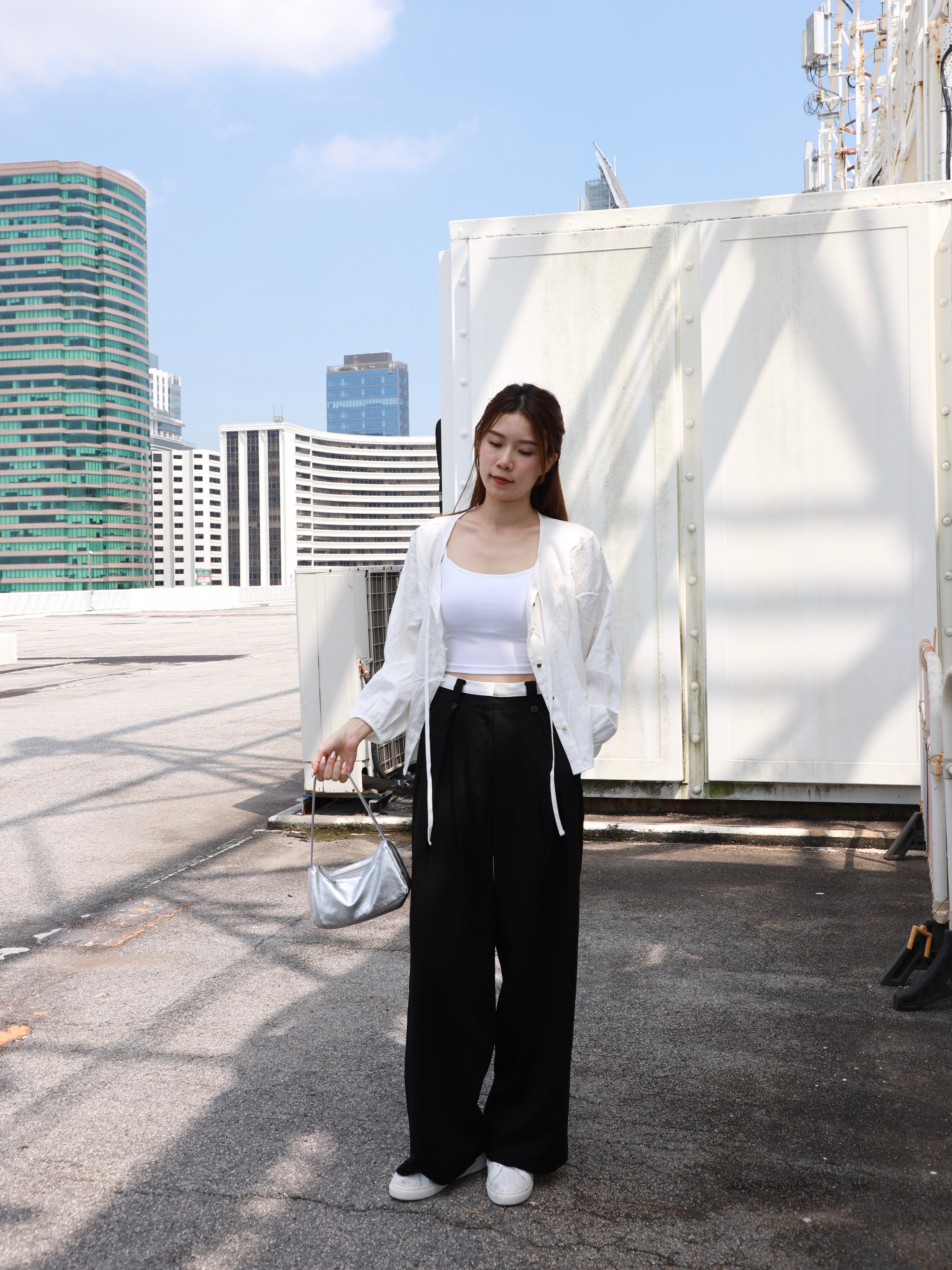 White Layered Chiffon Pants