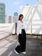 White Layered Chiffon Pants