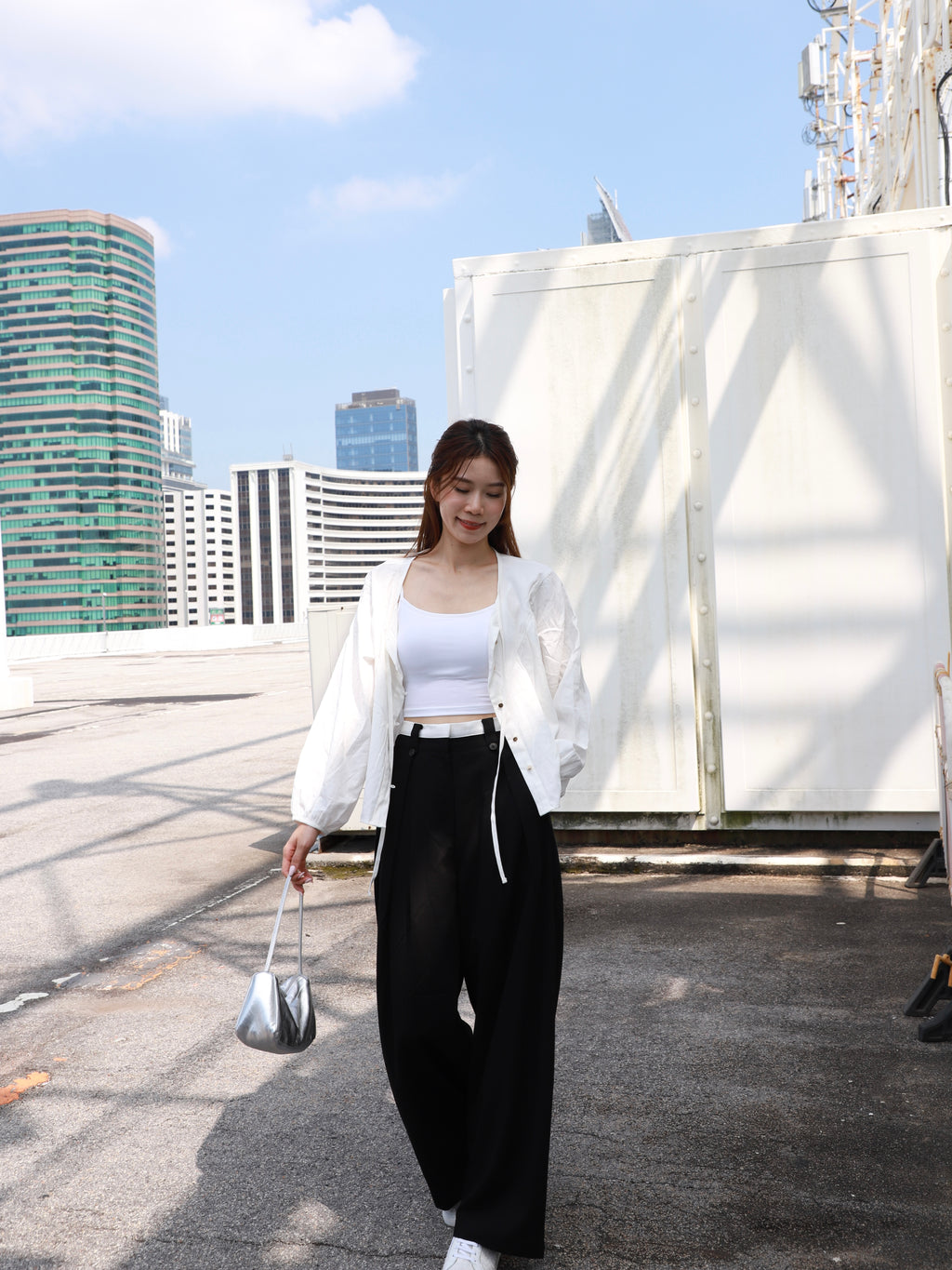 White Layered Chiffon Pants