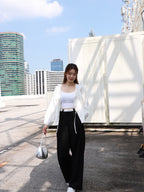 White Layered Chiffon Pants