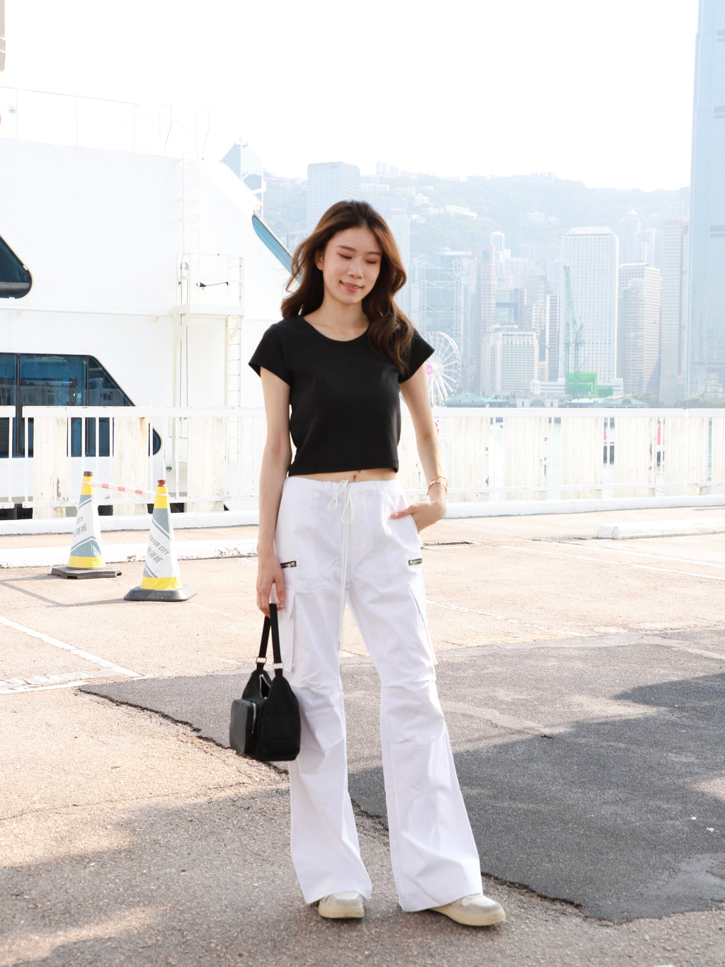 Cargo Zipped White Pants