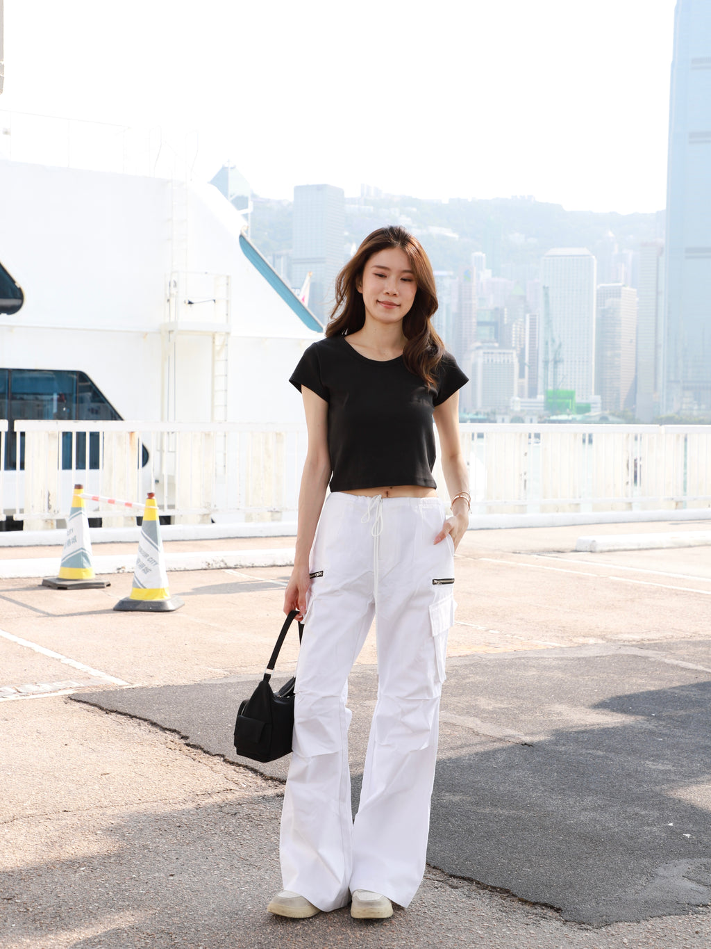 Cargo Zipped White Pants