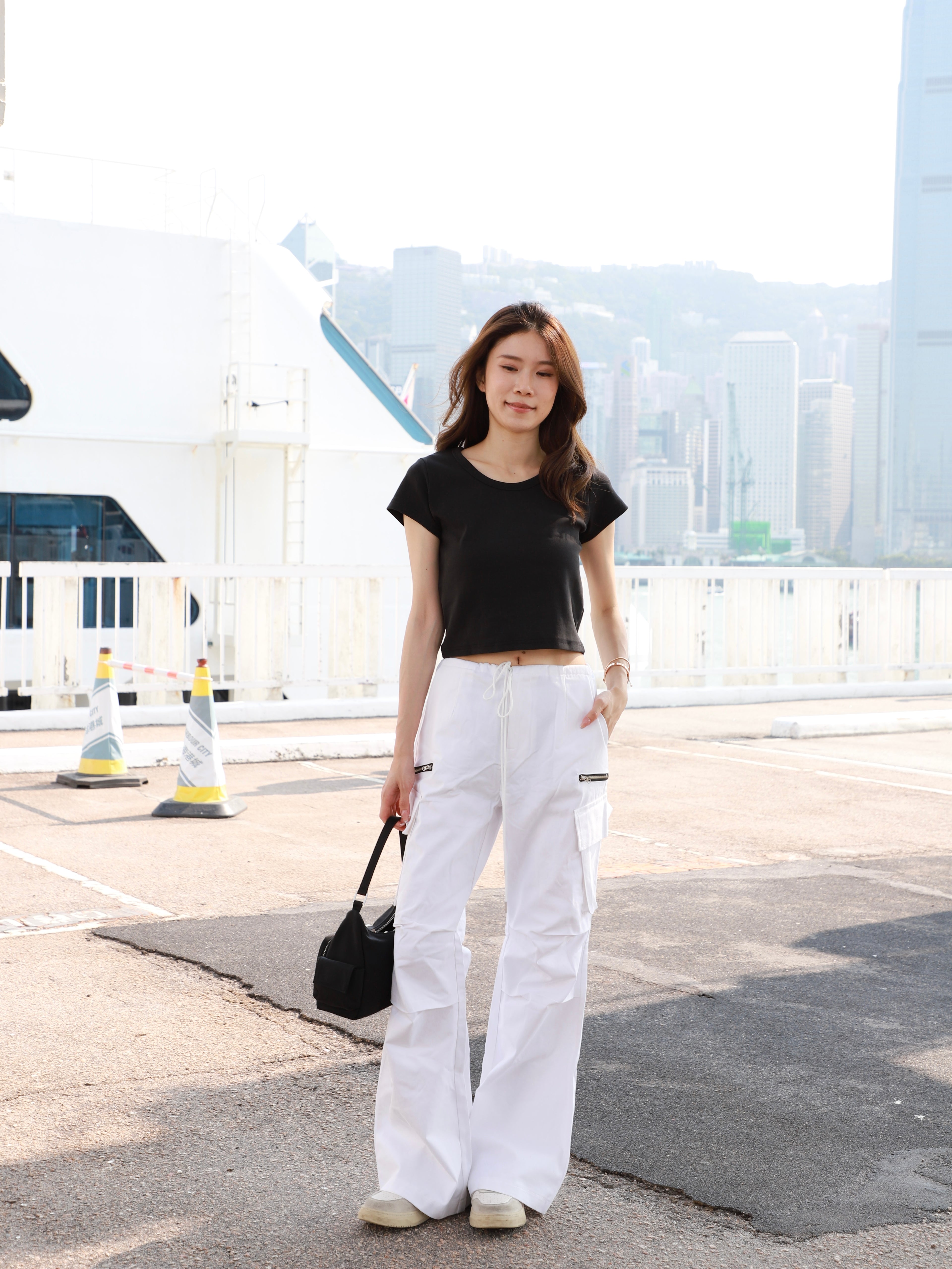 Cargo Zipped White Pants