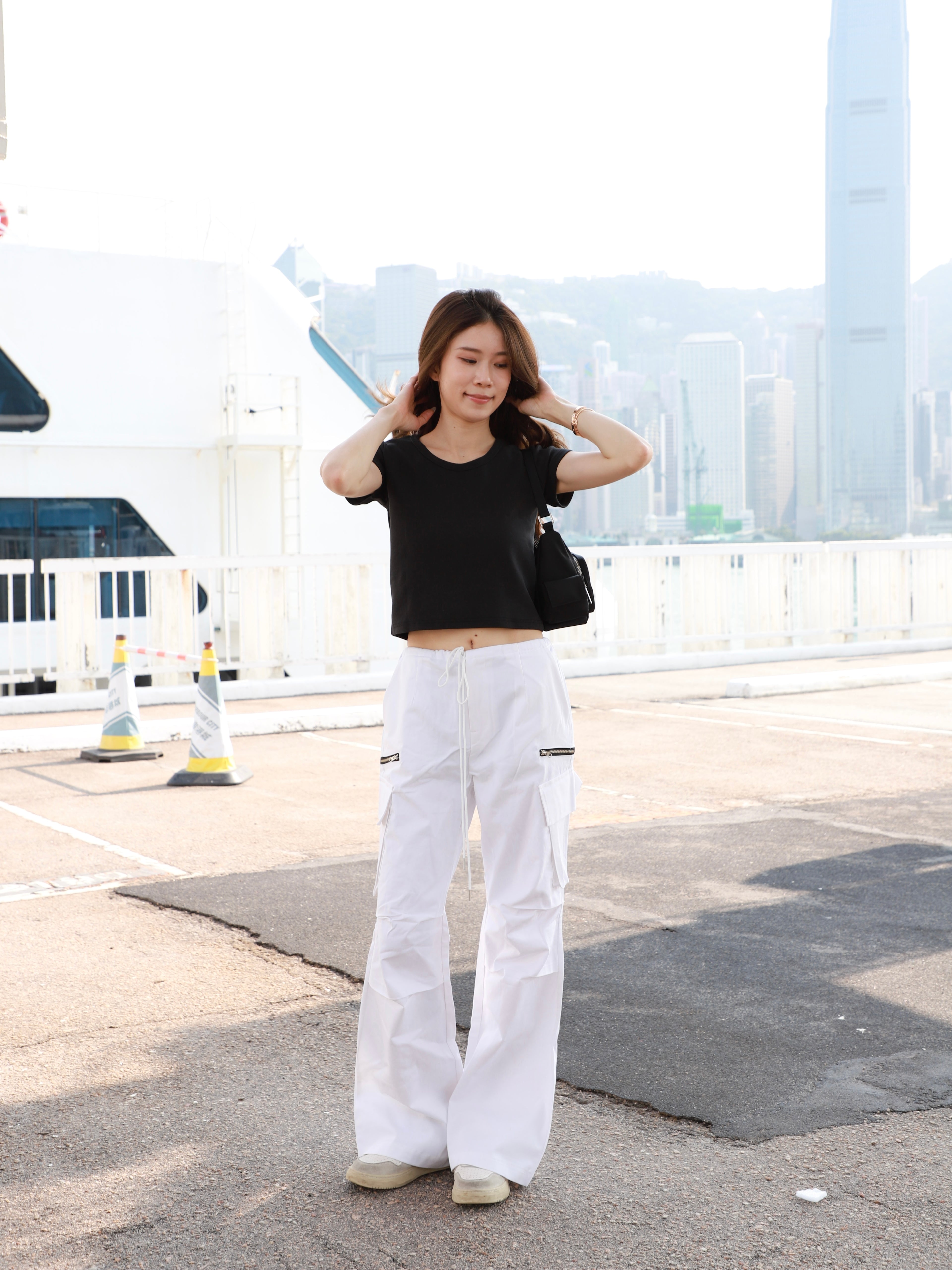 Cargo Zipped White Pants