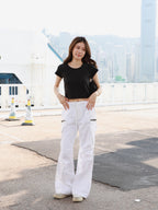 Cargo Zipped White Pants