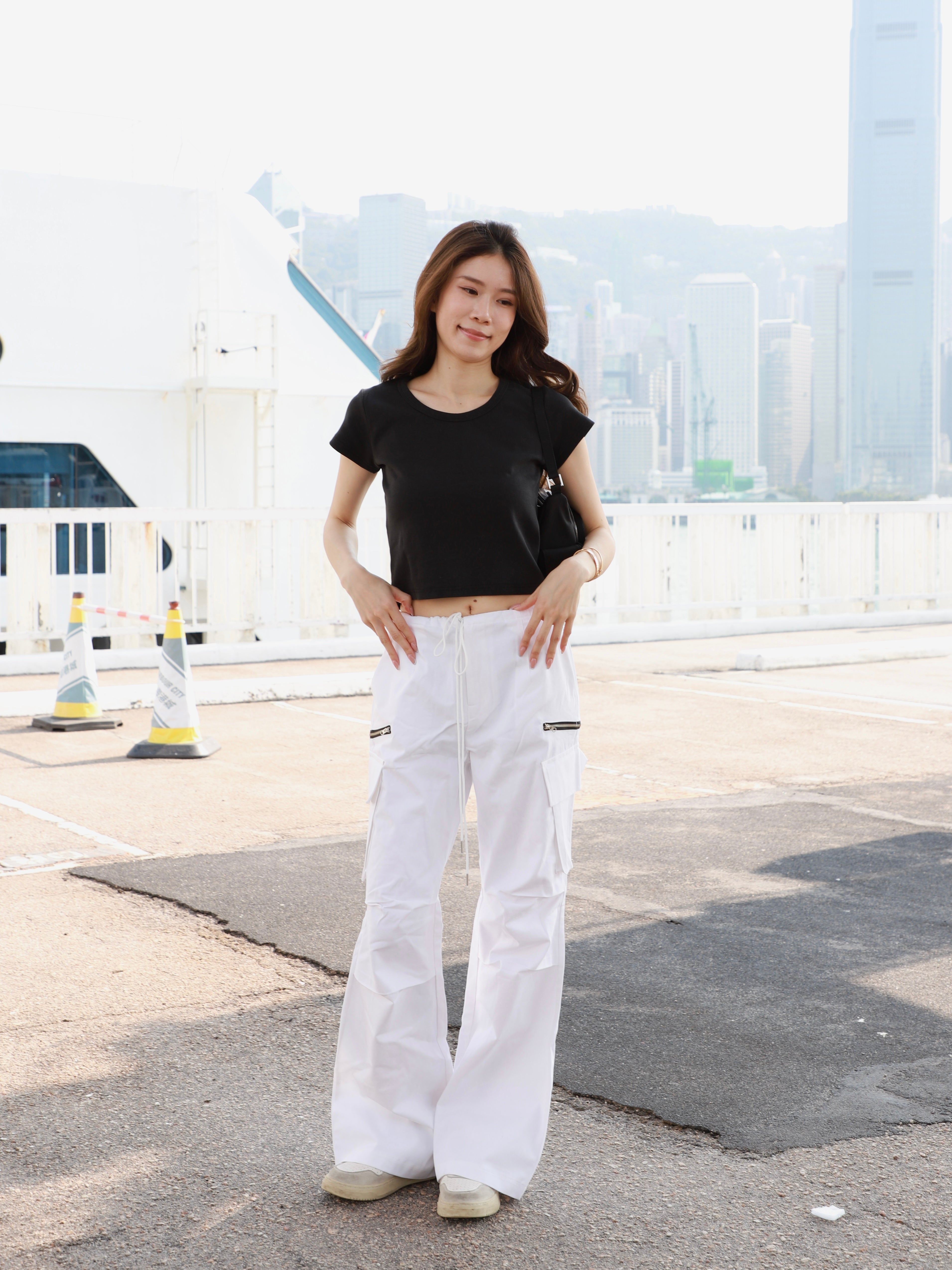 Cargo Zipped White Pants