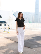 Cargo Zipped White Pants