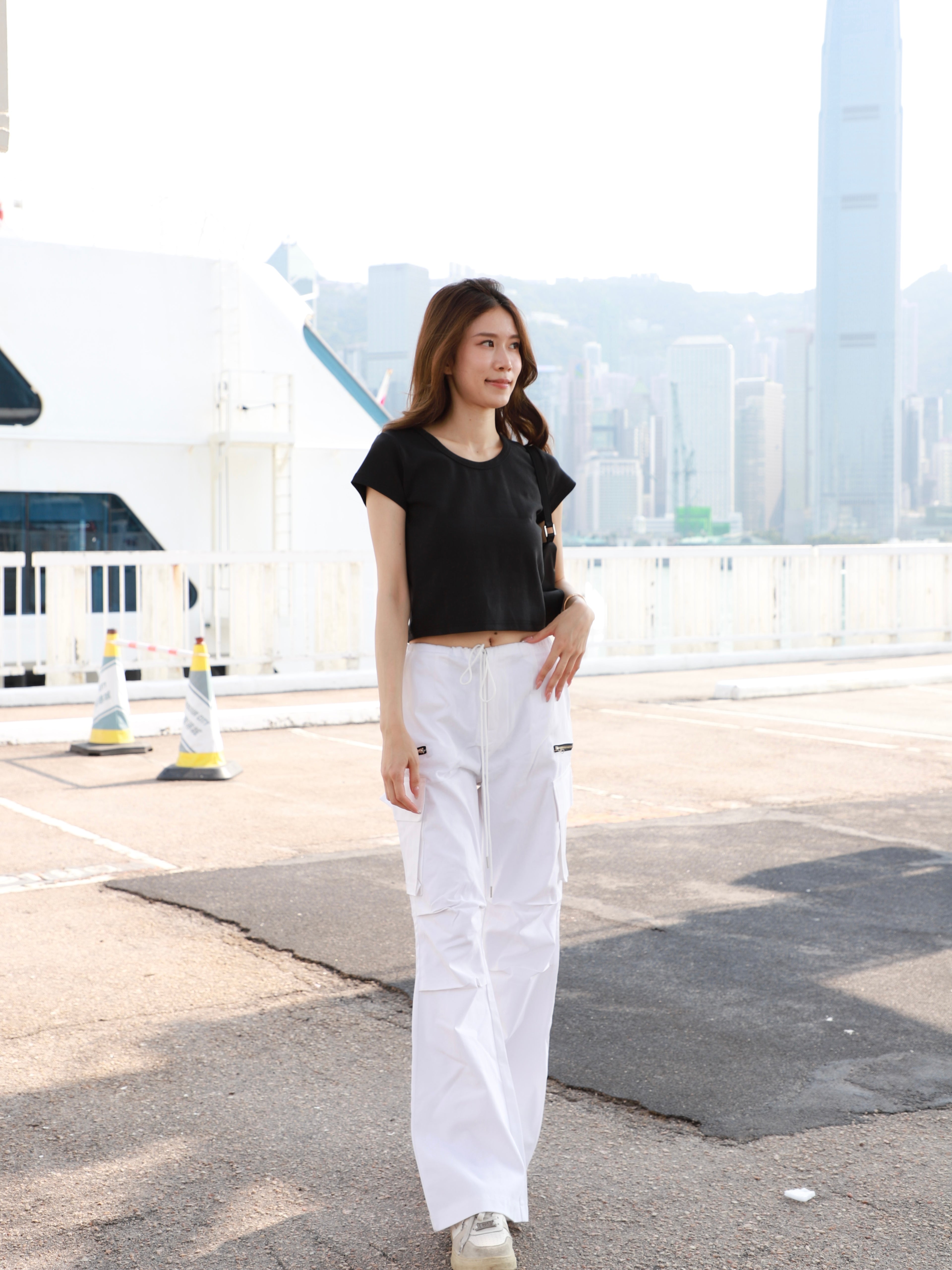 Cargo Zipped White Pants