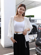 White Layered Chiffon Pants