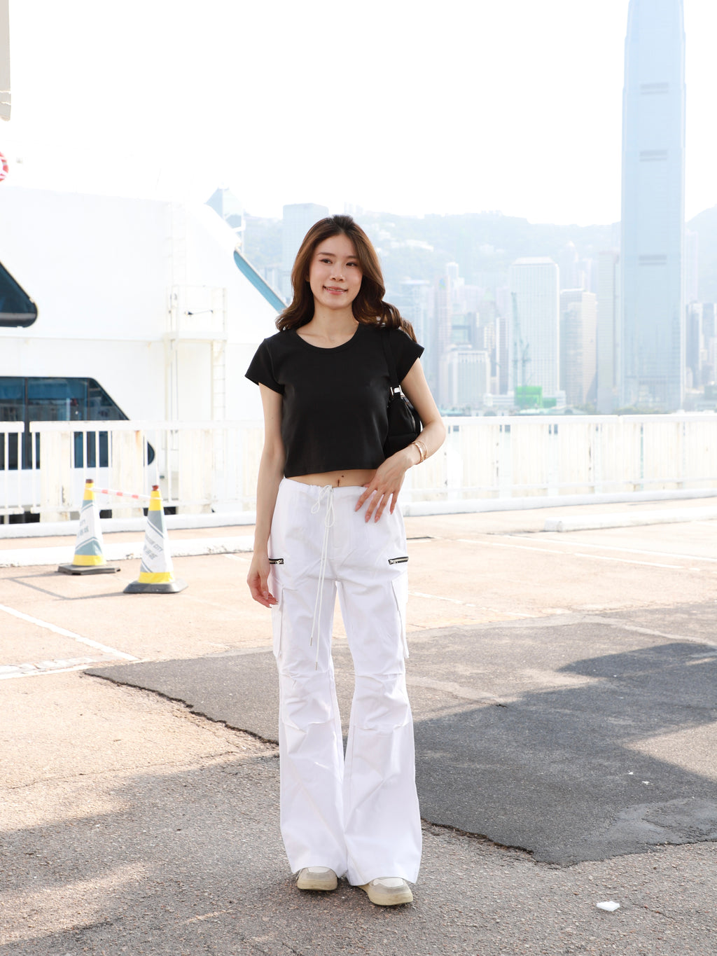 Cargo Zipped White Pants