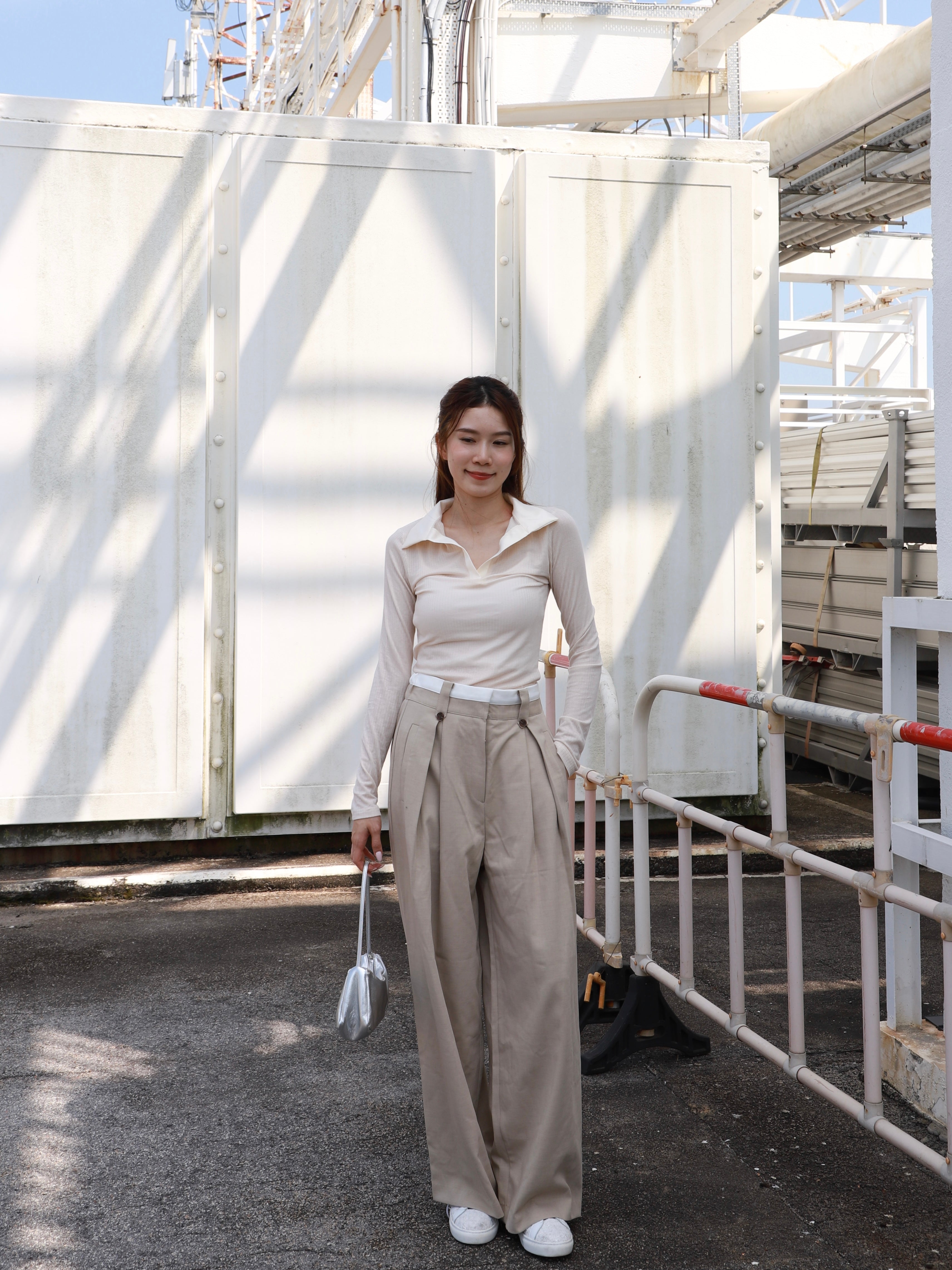 White Layered Chiffon Pants